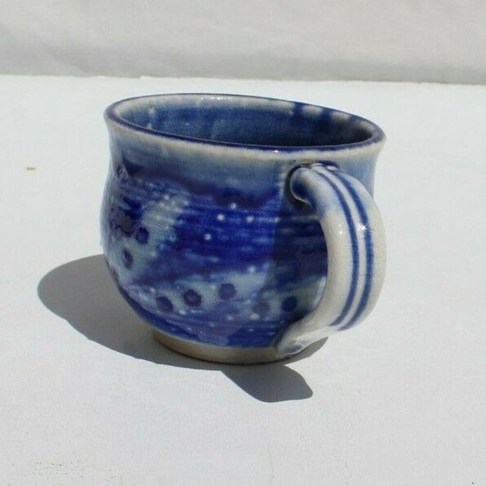 Vtg MCM CALIFORNIA CA Pottery CLAY - Blue Glazed Art Contemporary Coffee Mug Cup - Picture 2 of 5